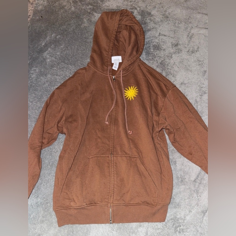 H&M Smiley Collaboration Brown Hoodie